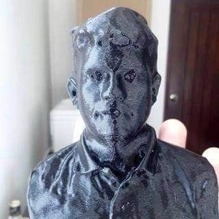 Photos were captured using a mobile phone and the generated 3D model was printed using a Thrimana 3D printer almost 9 years ago. Guess who this is?